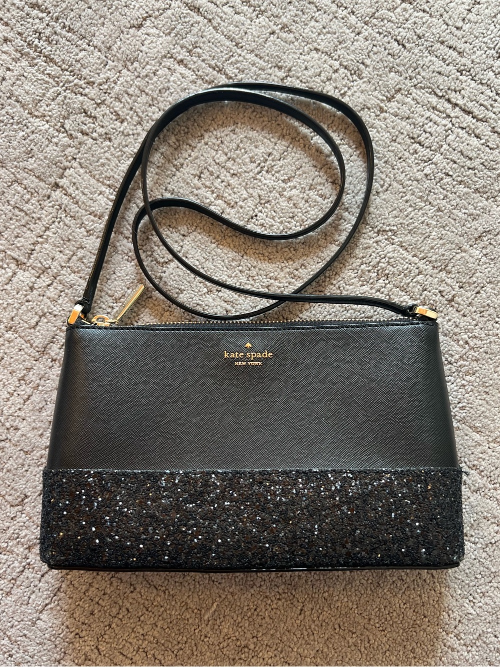 Kate Spade Black Glitter Accent Crossbody
